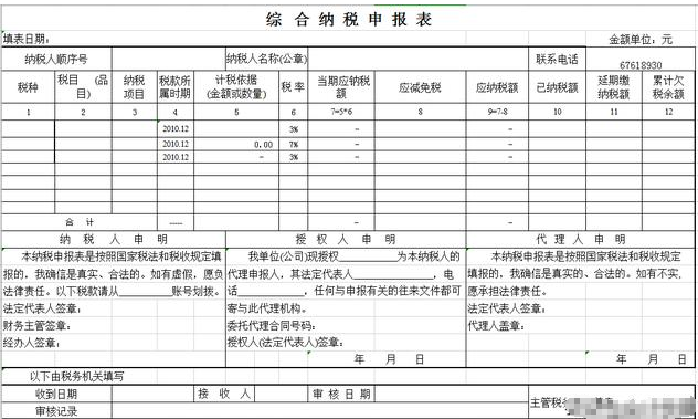 綜合納稅申報表