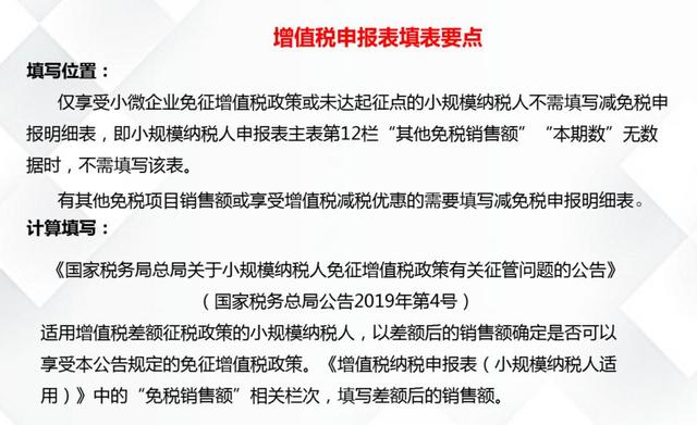 增值税申报表填表要点