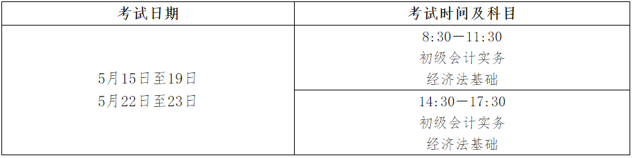 2021年初级会计考试时间