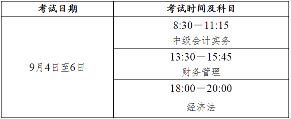 2021年中级会计考试时间