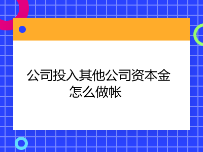 公司投入其他公司資本金怎么做帳