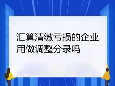 汇算清缴亏损的企业用做调整分录吗