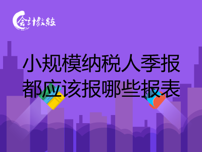 小规模纳税人季报都应该报哪些报表