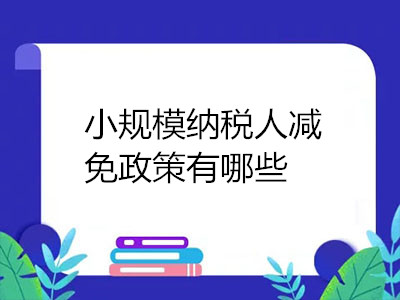 小规模纳税人减免政策有哪些