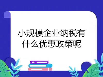 小规模企业纳税有什么优惠政策呢