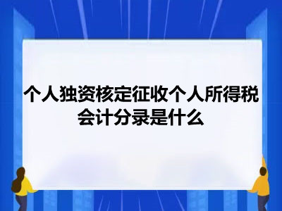 個人獨資核定征收個人所得稅會計分錄是什么