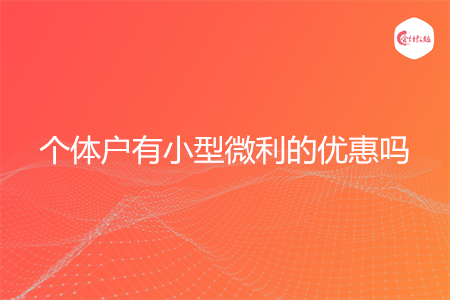 个体户有小型微利的优惠吗