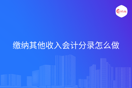 缴纳其他收入会计分录怎么做