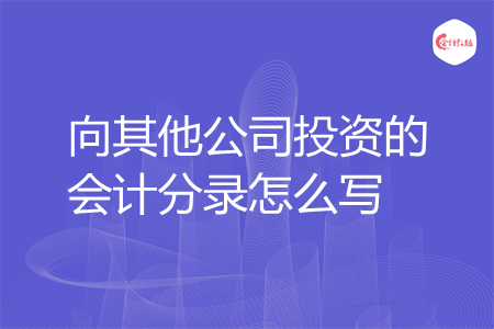 向其他公司投资的会计分录怎么写