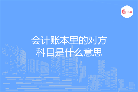 会计账本里的对方科目是什么意思