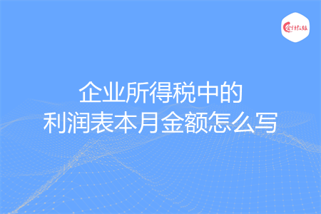 企业所得税中的利润表本月金额怎么写