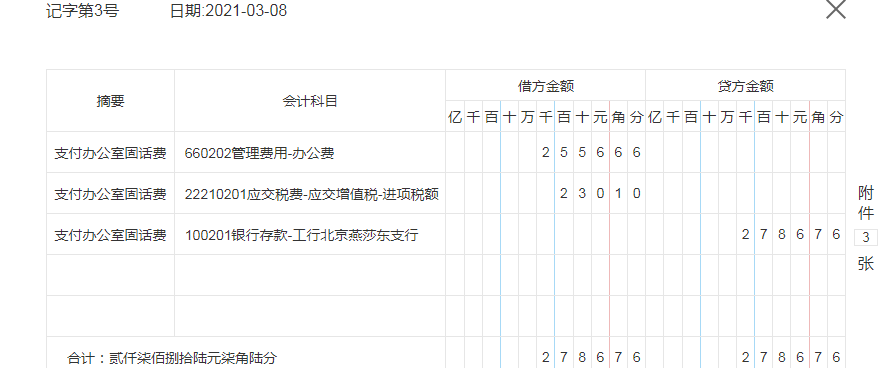 支付办公室固话费